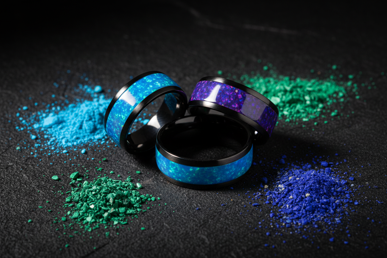 Blue and Purple Opal Rings with Crushed Gems for custom rings by WildBeard Forge in Colorado