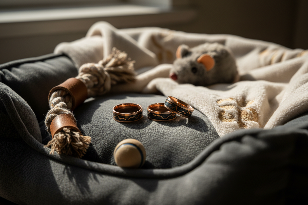 Memorial Rings with Pet Bed for custom rings by WildBeard Forge in Colorado