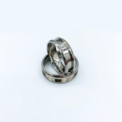 Tungsten single channel ring for custom ring inlays